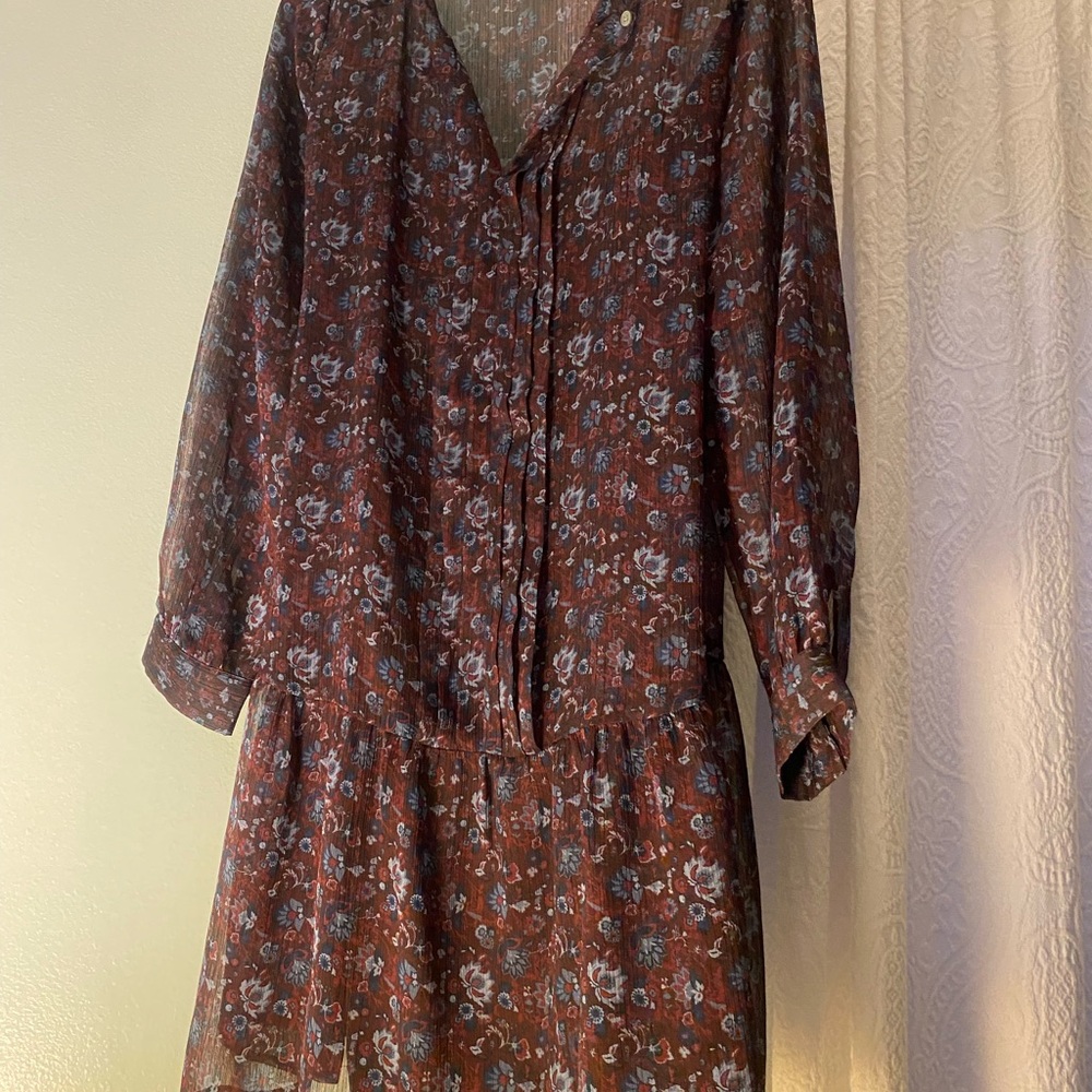 Loft Fashion Brown Floral Long Sleeve Dress